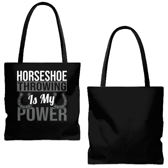 Horseshoe Throwing Is My Power Tote Bags (AOP)