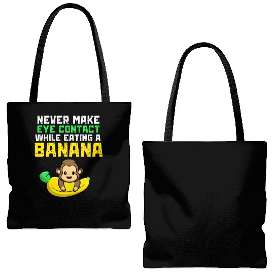 Humorous Monkey Banana Eating Tote Bags (AOP)