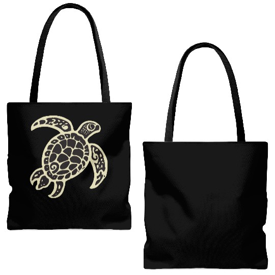 Sea Turtle Design 2 Color Vector Tote Bags (AOP)