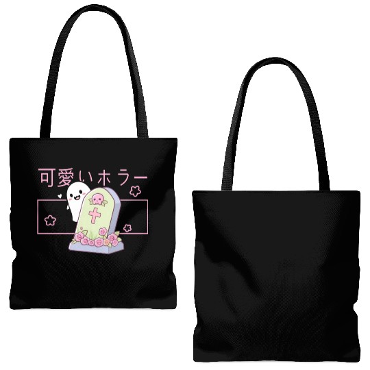 Kawaii Ghost Tombstone Cute Grave Japanese Pastel Tote Bags (AOP)