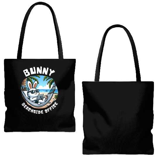 Bunny Beachside Office: Work and Waves Tote Bags (AOP)