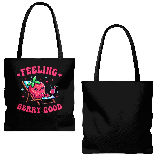 Feeling Berry Good Funny strawberry Tote Bags (AOP)