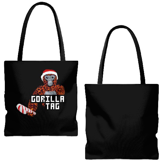Gorilla Tag Santa Monkey Candy Cane Gorilla Tote Bags (AOP)