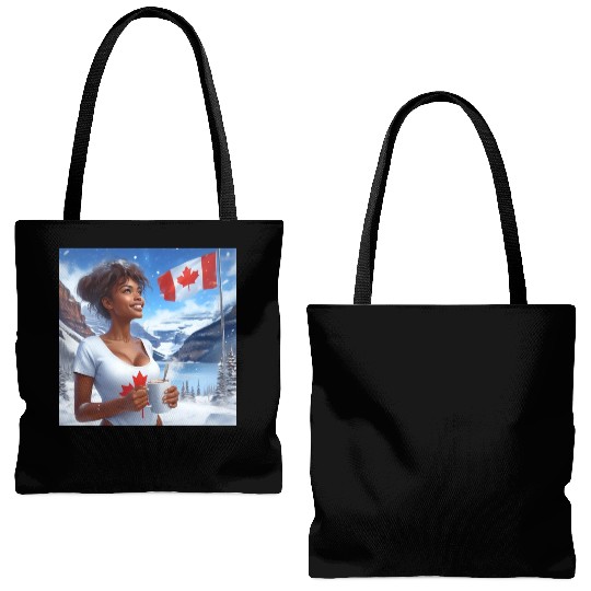 Canadian Winter Snow in Banff Canada Tote Bags (AOP)