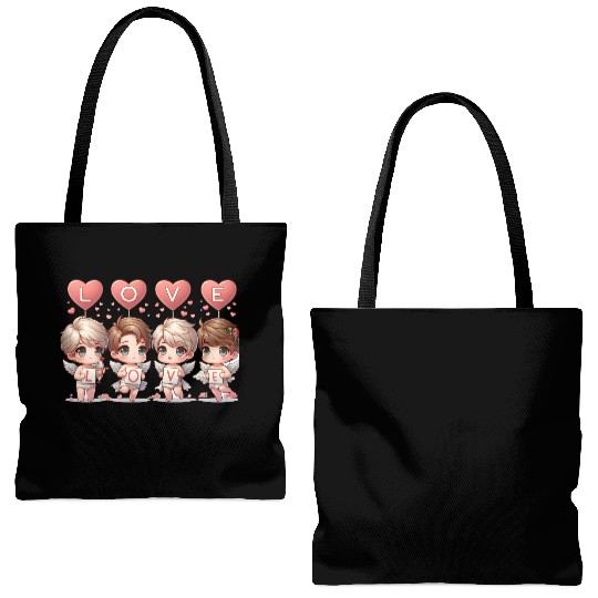Cute Cupid Cherub Angel Low Poly Valentine's Tote Bags (AOP)