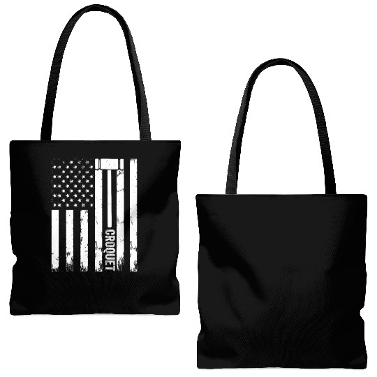 Croquet Player US Flag Croquet Tote Bags (AOP)