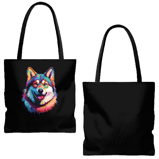 Watercolor Colorful Akita Tote Bags (AOP)