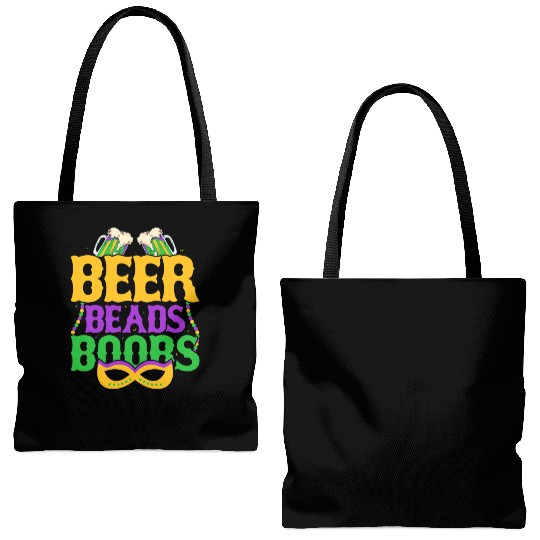 Beer Beads Boobs Mardi Gras Carnival Tote Bags (AOP)