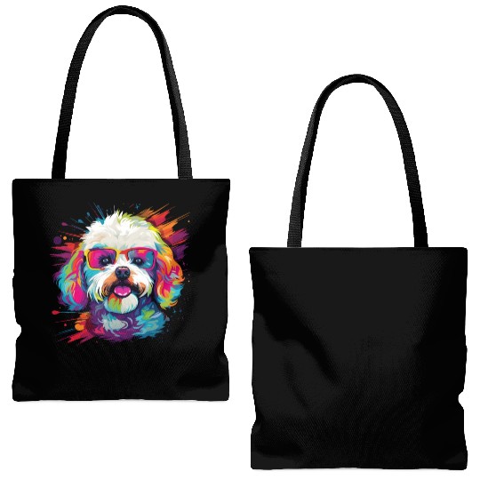 Watercolor Colorful Bichon Frise Tote Bags (AOP)