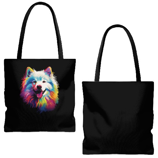 Watercolor Colorful Samoyed Tote Bags (AOP)