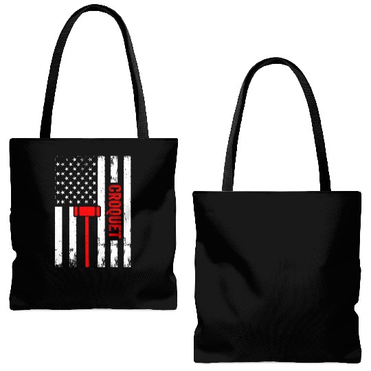 Croquet US Flag Croquet Player Tote Bags (AOP)