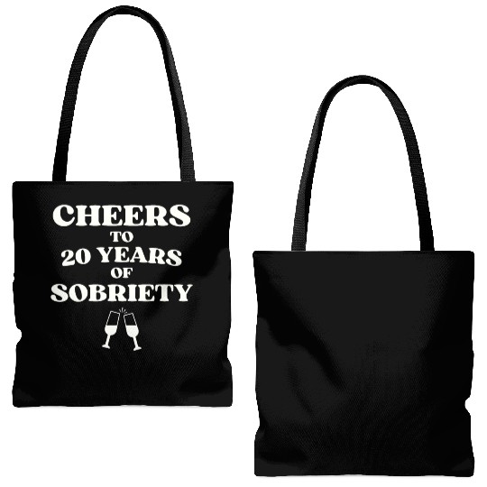 Cheers to 20 YEARS of Sobriety Sober Humor Fun Cel Tote Bags (AOP)