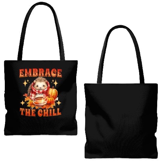 Embrace the Chill Cute Hedgehog Animal Tea Lover Tote Bags (AOP)