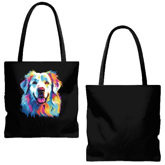 Watercolor Colorful Great Pyrenees Tote Bags (AOP)