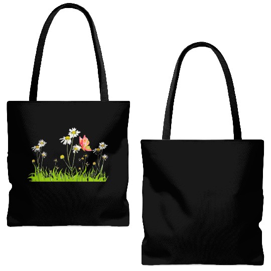 Wild flowers with butterfly Tote Bags (AOP)
