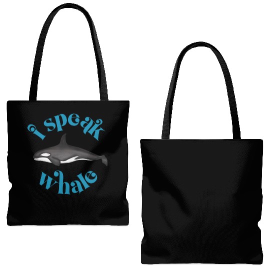 Cute I Speak Whale Orca Killer Whale Retro Style Tote Bags (AOP)