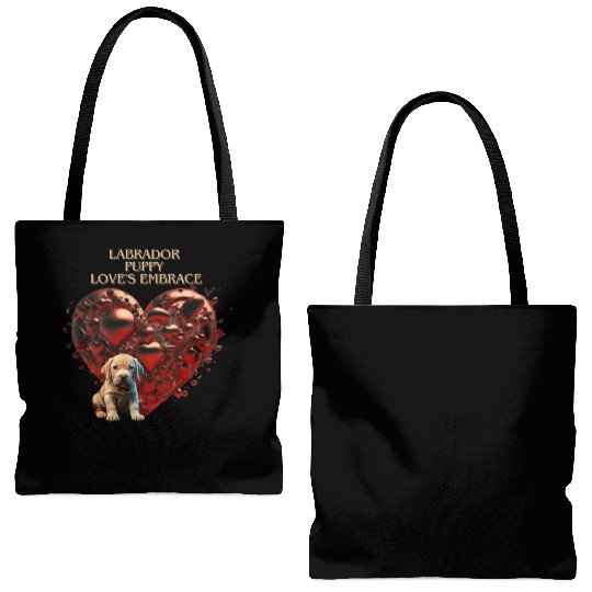 Valentine's day: Labrador Puppy Love's Embrace Tote Bags (AOP)