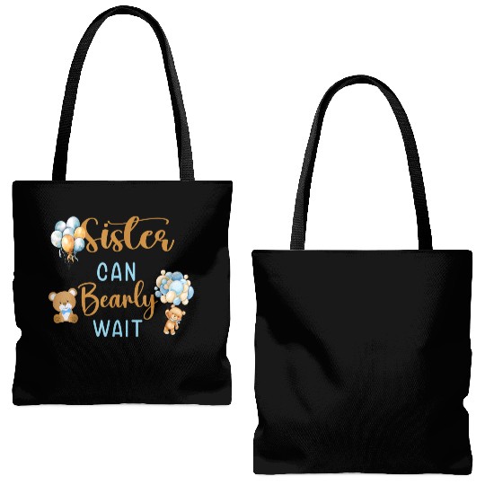 Sister Can Bearly Wait Baby Shower Tote Bags (AOP)
