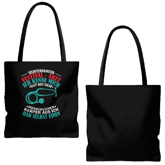 self-proclaimed festival doctor party Tote Bags (AOP)