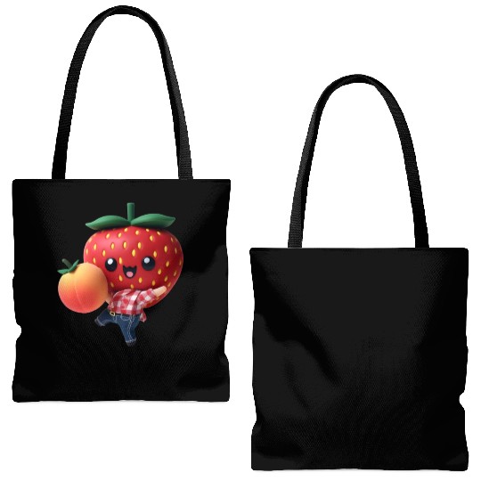 Dancing strawberry with peach Tote Bags (AOP)
