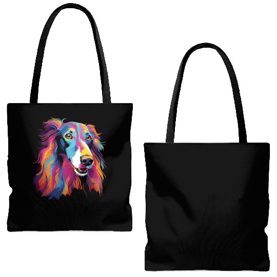 Watercolor Colorful Russian Greyhound Tote Bags (AOP)