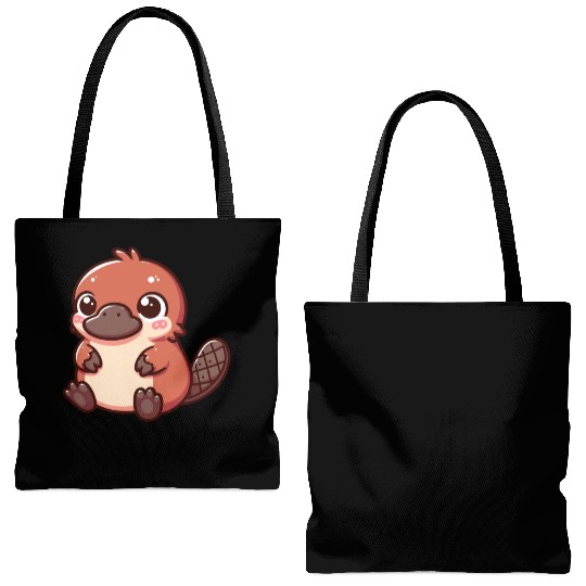 Playful Platypus Cartoon Tote Bags (AOP)
