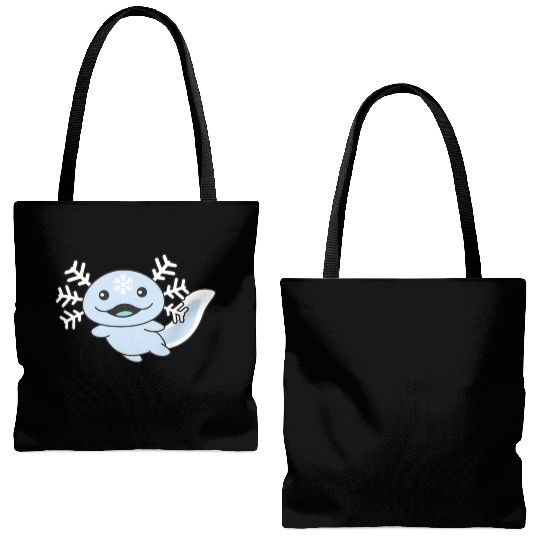 Winter Axolotl With Snowflakes Sweet Winter Tote Bags (AOP)
