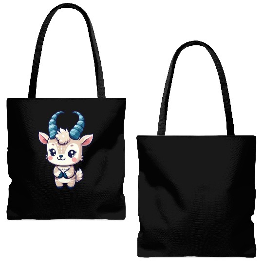 Playful Goat Cartoon Tote Bags (AOP)
