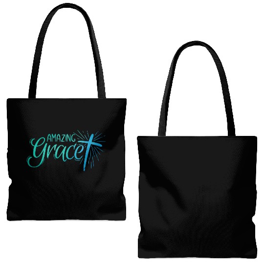Amazing Grace Lettering Tote Bags (AOP)