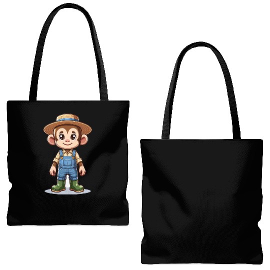 Cute Monkey Farmer Tote Bags (AOP)