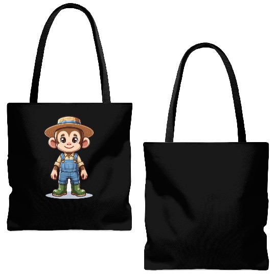 Cute Monkey Farmer Tote Bags (AOP)