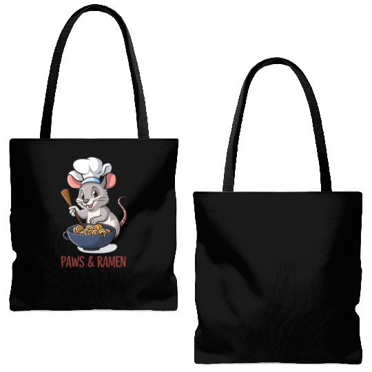 Paws and Ramen Funny Rat Animal Sayings Tote Bags (AOP)
