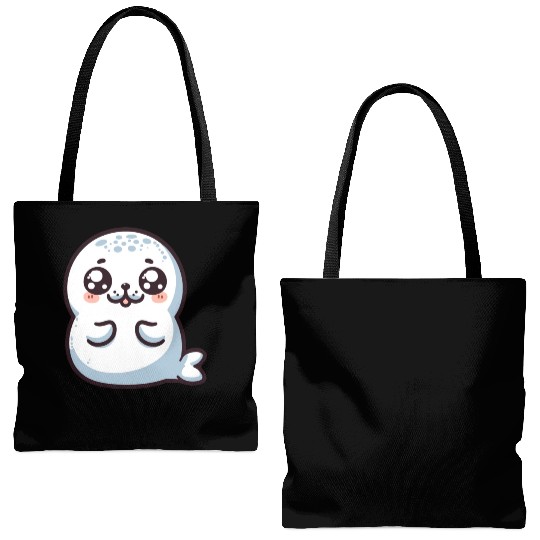 Playful Seal Cartoon Tote Bags (AOP)