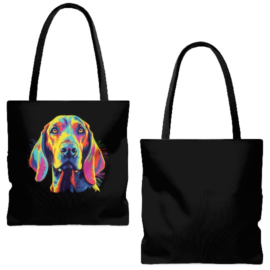 Watercolor Colorful American English Coonhound Tote Bags (AOP)
