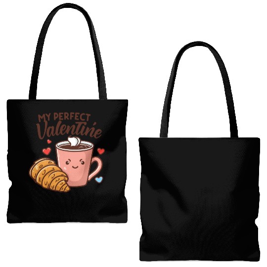 Coffee and Croissant | My Perfect Valentine Tote Bags (AOP)