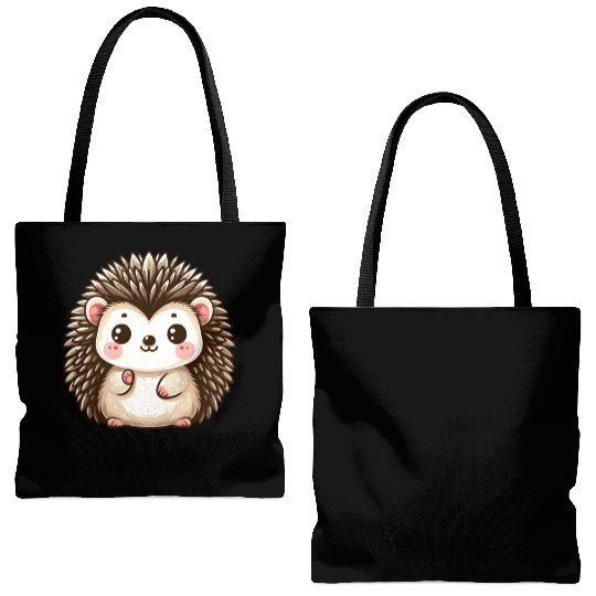 Playful Hedgehog Cartoon Tote Bags (AOP)
