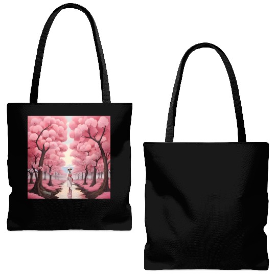 Japanese style art with cherry blossom festival Tote Bags (AOP)