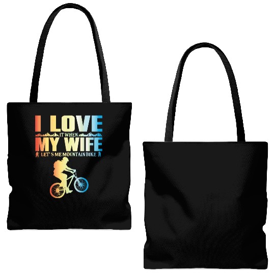 I Love It When My Wife Let Me Mountain Bike MTB Tote Bags (AOP)