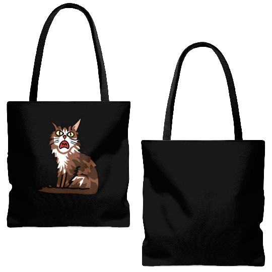 Maine Cat - Grumpy or Surprised Expression Tote Bags (AOP)