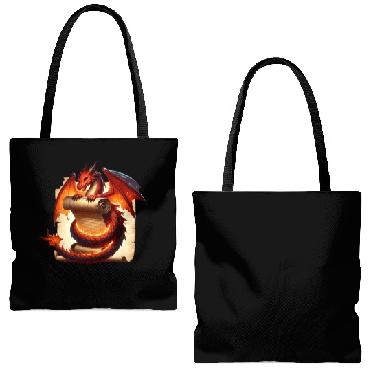 Fantasy Creature Papyrus Scroll Dungeon Dragon Tote Bags (AOP)