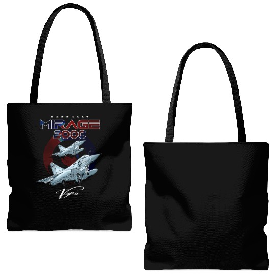 Dassault Mirage 2000 French Vintage Multi-Role Fig Tote Bags (AOP)