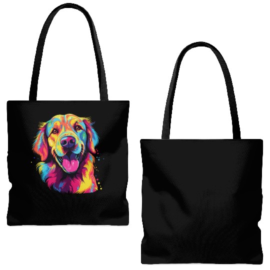 Watercolor Colorful Golden Retriever Tote Bags (AOP)