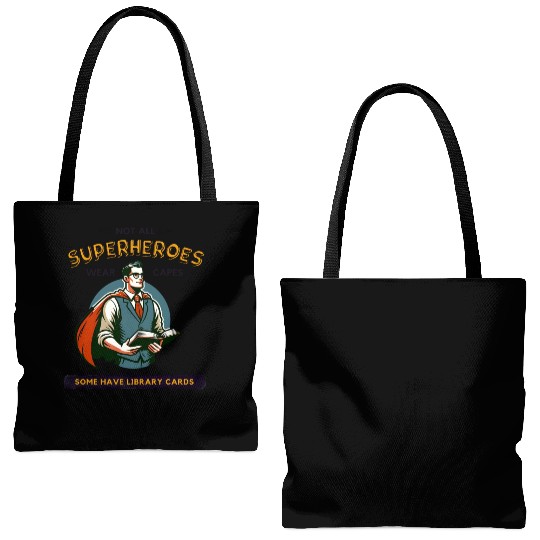 Superhero Librarian - Library Card Tote Bags (AOP)