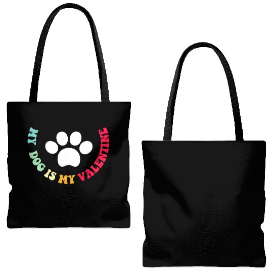 my dog is my valentine Tote Bags (AOP)