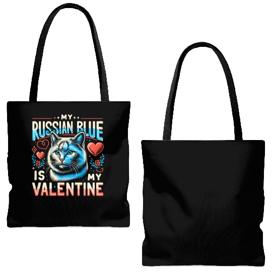 Russian Blue Cat Love Cute Valentine's for Cat lov Tote Bags (AOP)