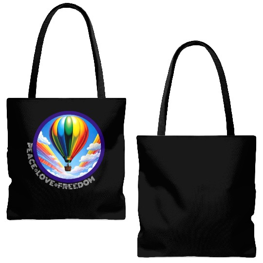 Peace Love Freedom Ballon Tote Bags (AOP)