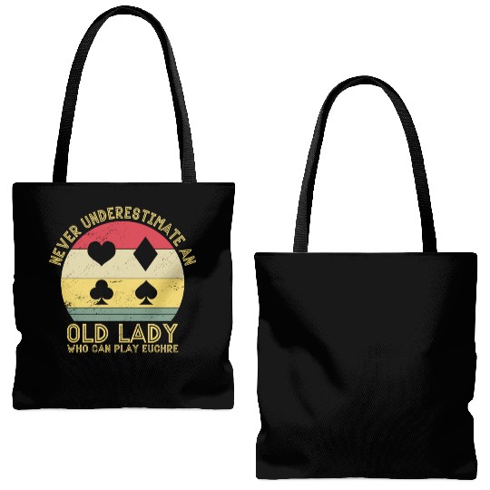 Old Euchre lady funny euchre Tote Bags (AOP)