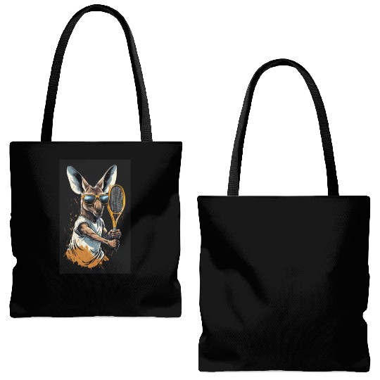 Kangaroo play tennis Tote Bags (AOP)