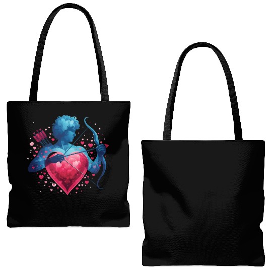 Valentine's Day: Cupid with a love arrow and heart Tote Bags (AOP)