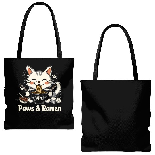 Funny Cat Paws and Ramen Kawai Tote Bags (AOP)